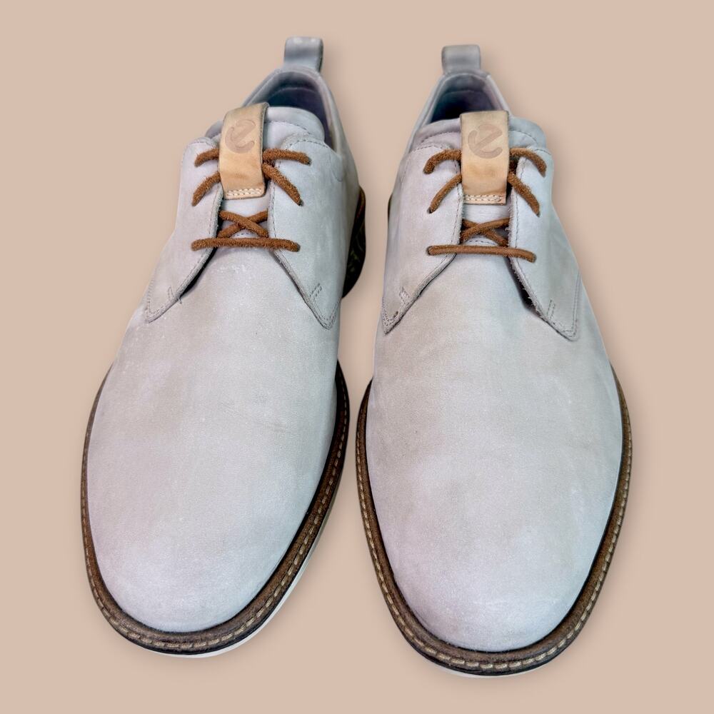 ECCO ST.1 Hybrid Leather Oxford Laced Up Dress Shoes Mens Size 10 Light Gray - Picture 2 of 12